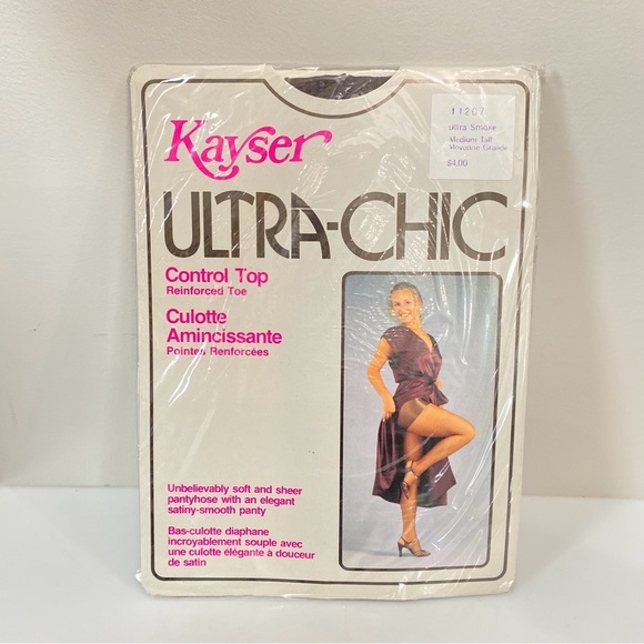 Kayser Ultra-Chic Control Top Pantyhose Medium Tall Ultra Smoke - Picture 1 of 3
